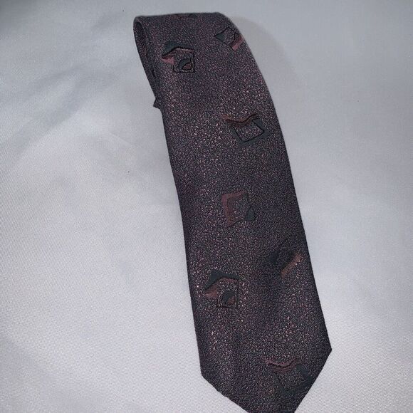 Men’s Vintage Paco Rabanne Luxury Neck Tie Burgundy Silk Italy Patterned - Picture 2 of 9